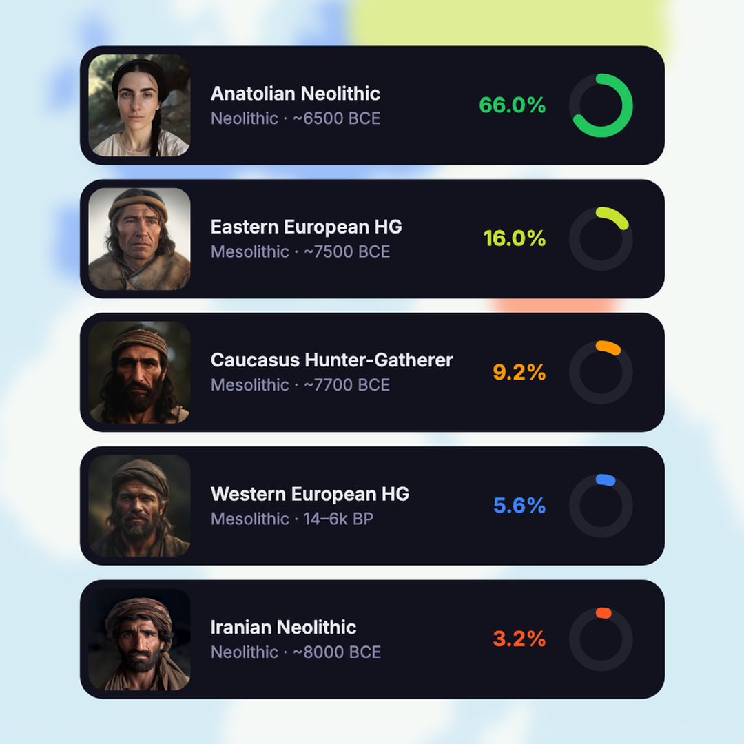 Hunter-Gatherer and Farmer ancestry result